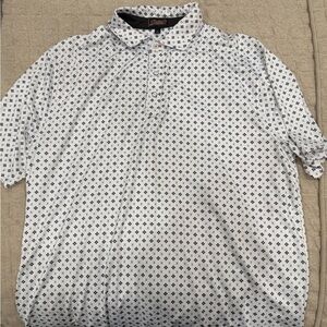 Rafter C White and Black Patterned Polo Shirt